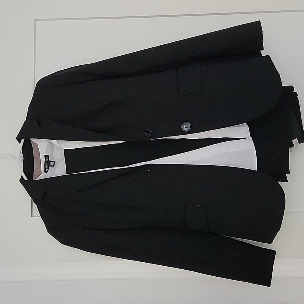 J Crew Women's Suit Set: black pants, black jacket, white shirt